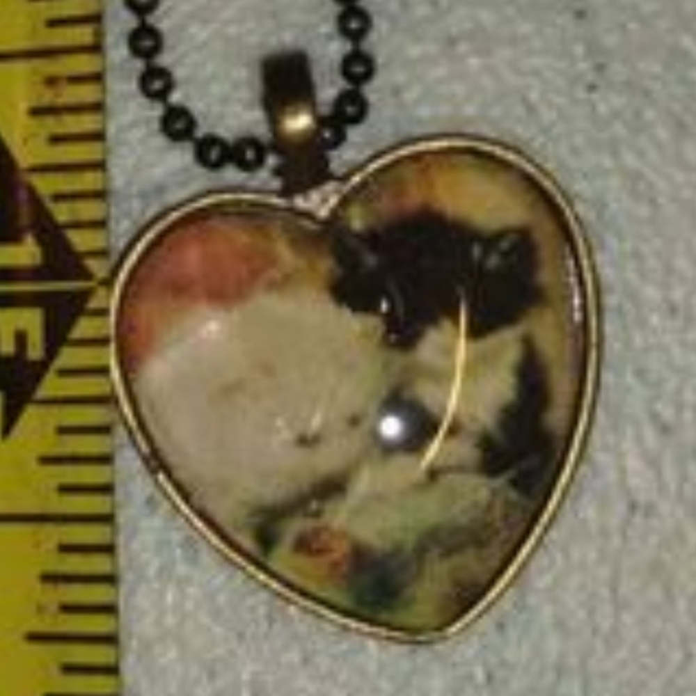 Heart necklace with two kittens, used